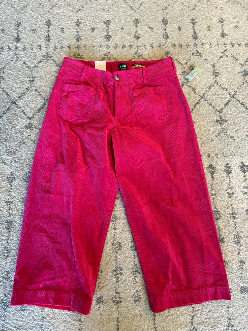 Maeve Hot Pink Corduroy Colette Cropped Pants